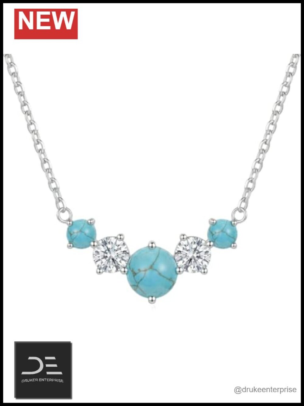 Natural Turquoise Pendant Necklace 925 Sterling Silver Curved Bar Women Gift